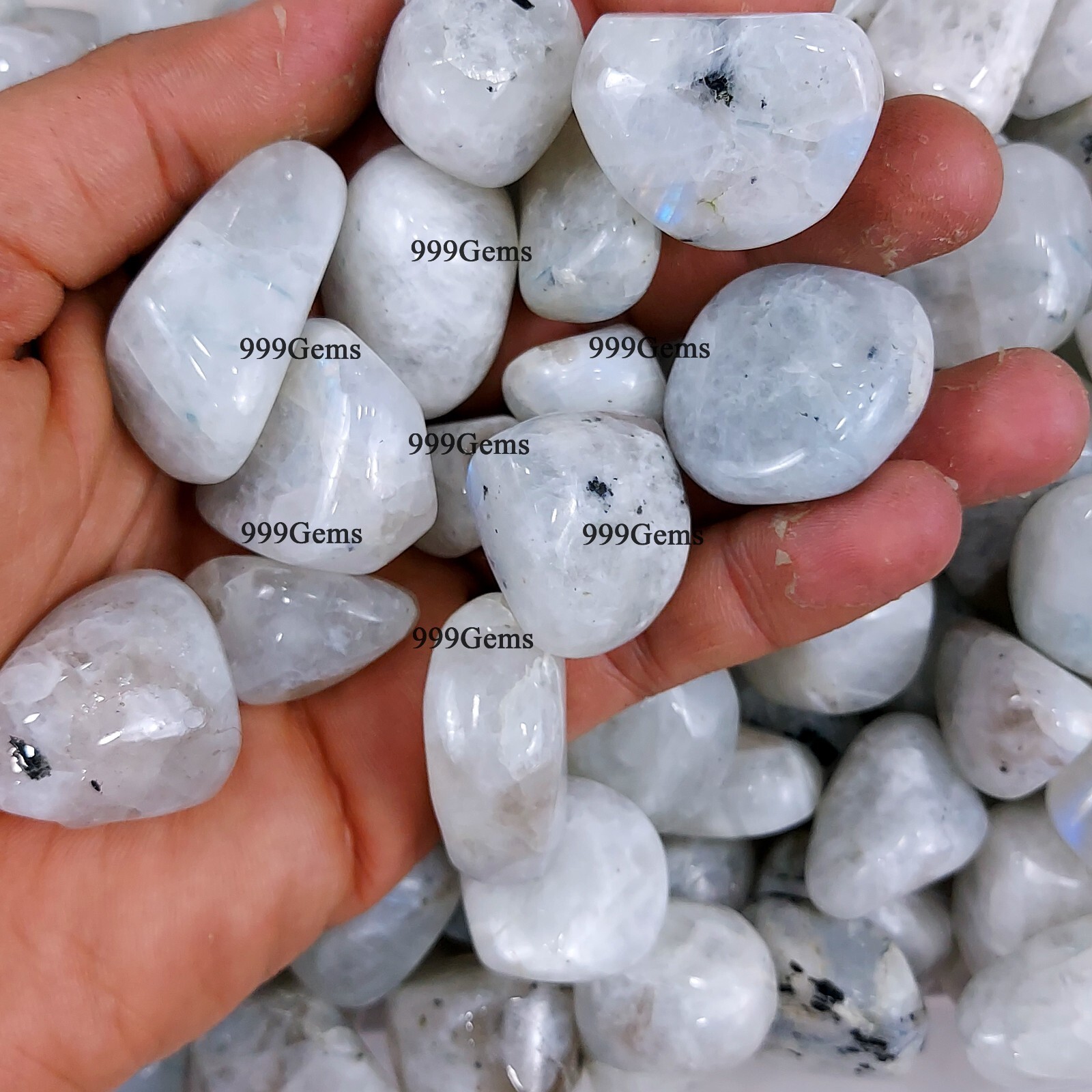 10 Pcs Natural Rainbow Moonstone Tumbled Random Selection Gemstone Lot 30-60mm