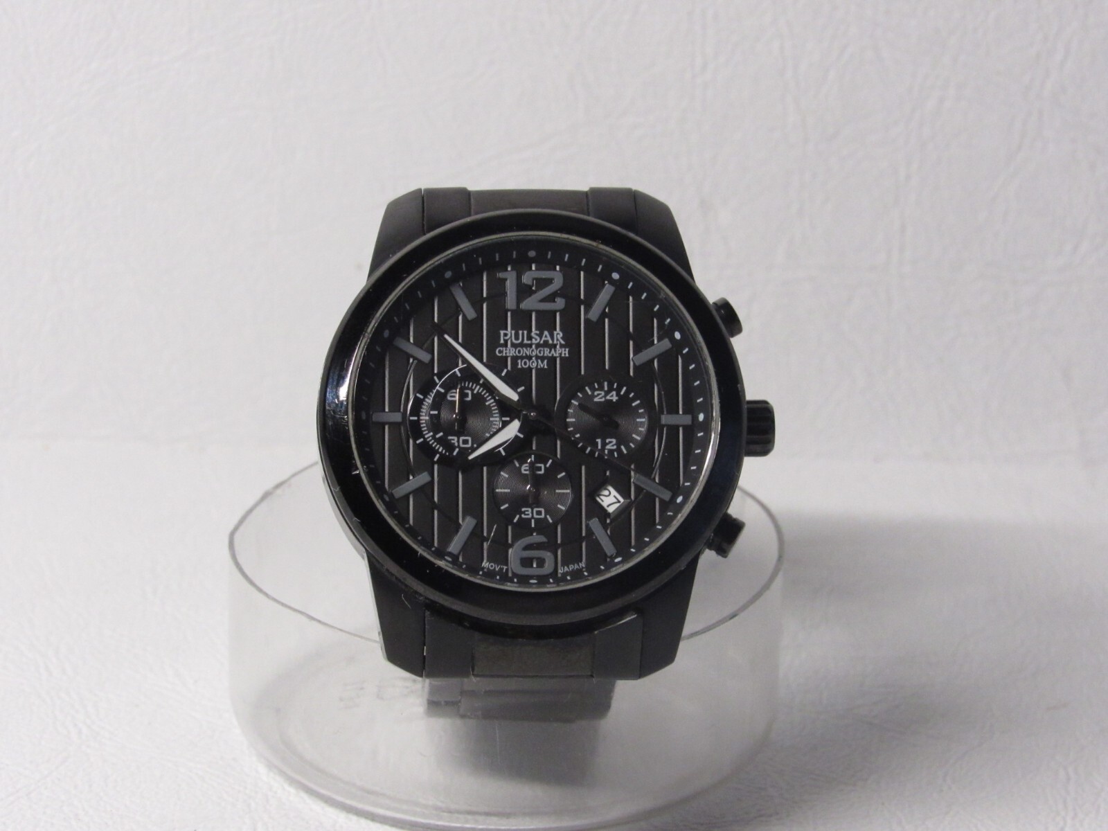 Pulsar VD53-X079 Mens Chronograph Analog Watch All Black Tone Date 44 mm
