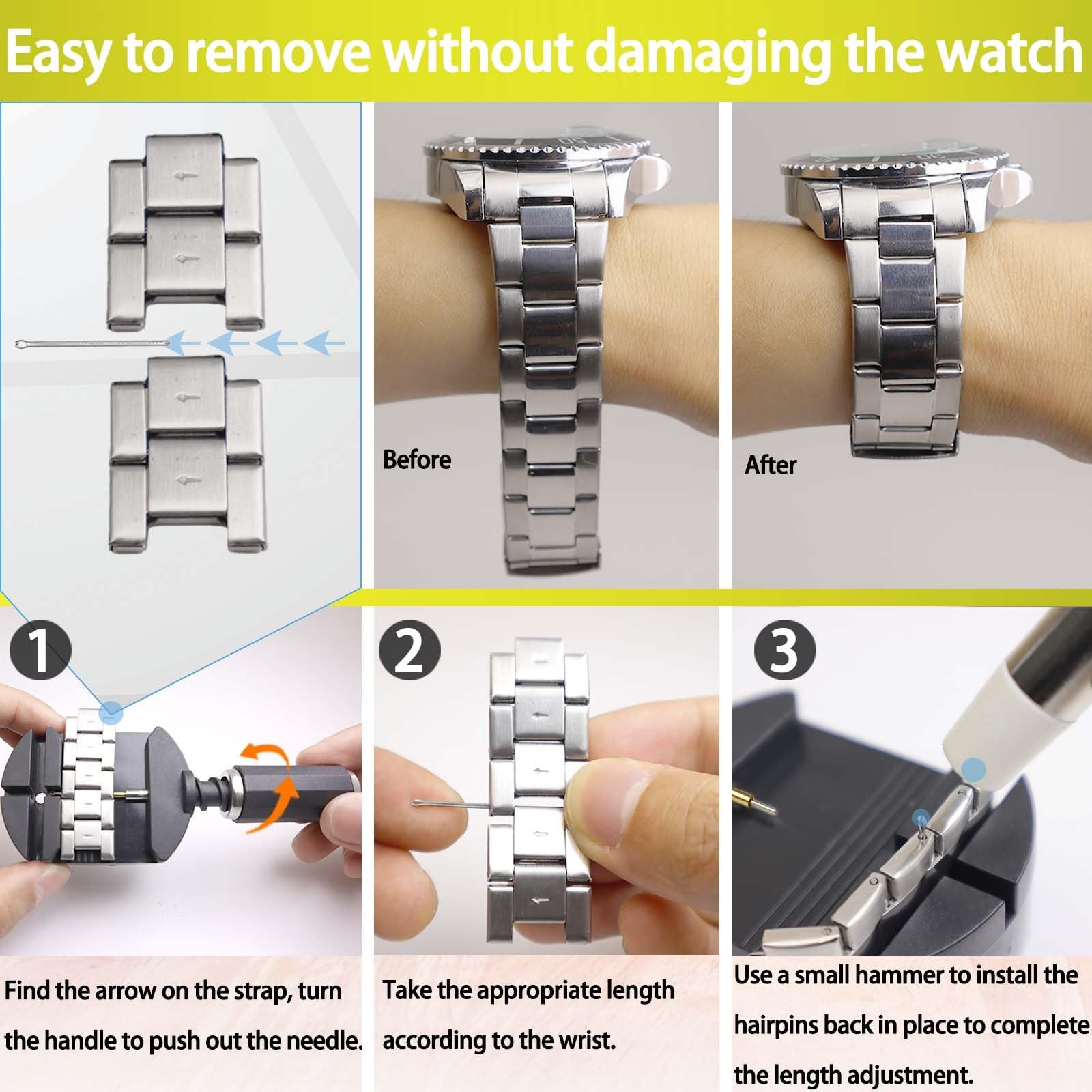 GLDCAPA Watch Link Removal Kit, Watch Band Sizing Tool for Watch Strap Adjust…