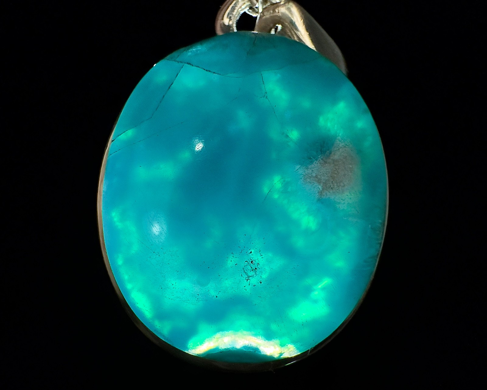 CHRYSOCOLLA Crystal Pendant – Gem Silica Blue Chalcedony, Sterling Silver 54460