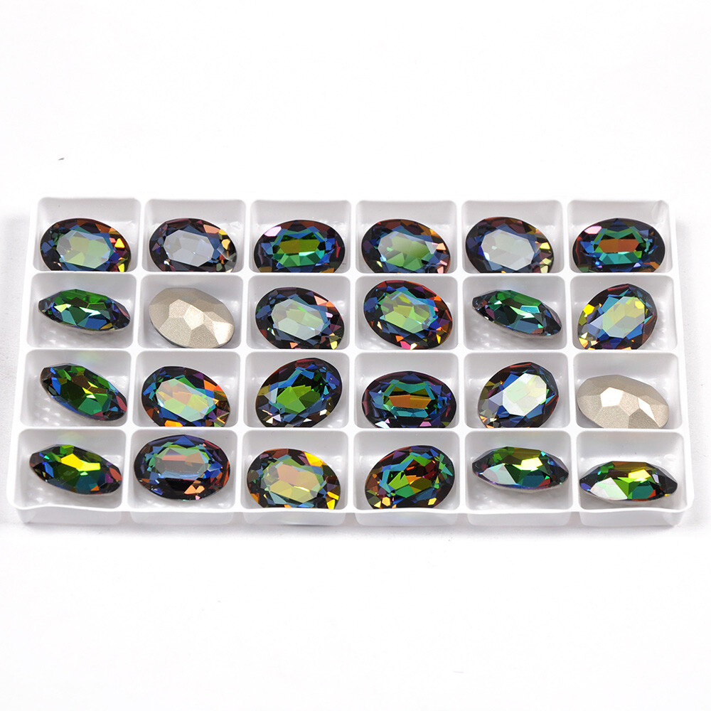 Colorful Oval Glass Rhinestone Crystal Strass Zircon Artificial Gemstone Jewelry