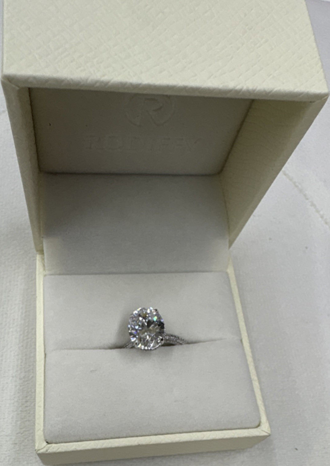 Rodiffy 925 Silver Oval Moissanite 5CT Solitaire Accent Engagement Ring Size 4.5