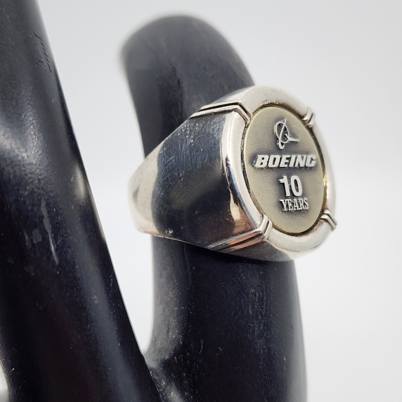 Boeing 10 Years Sterling Silver & 10k White Gold Ring Size 6