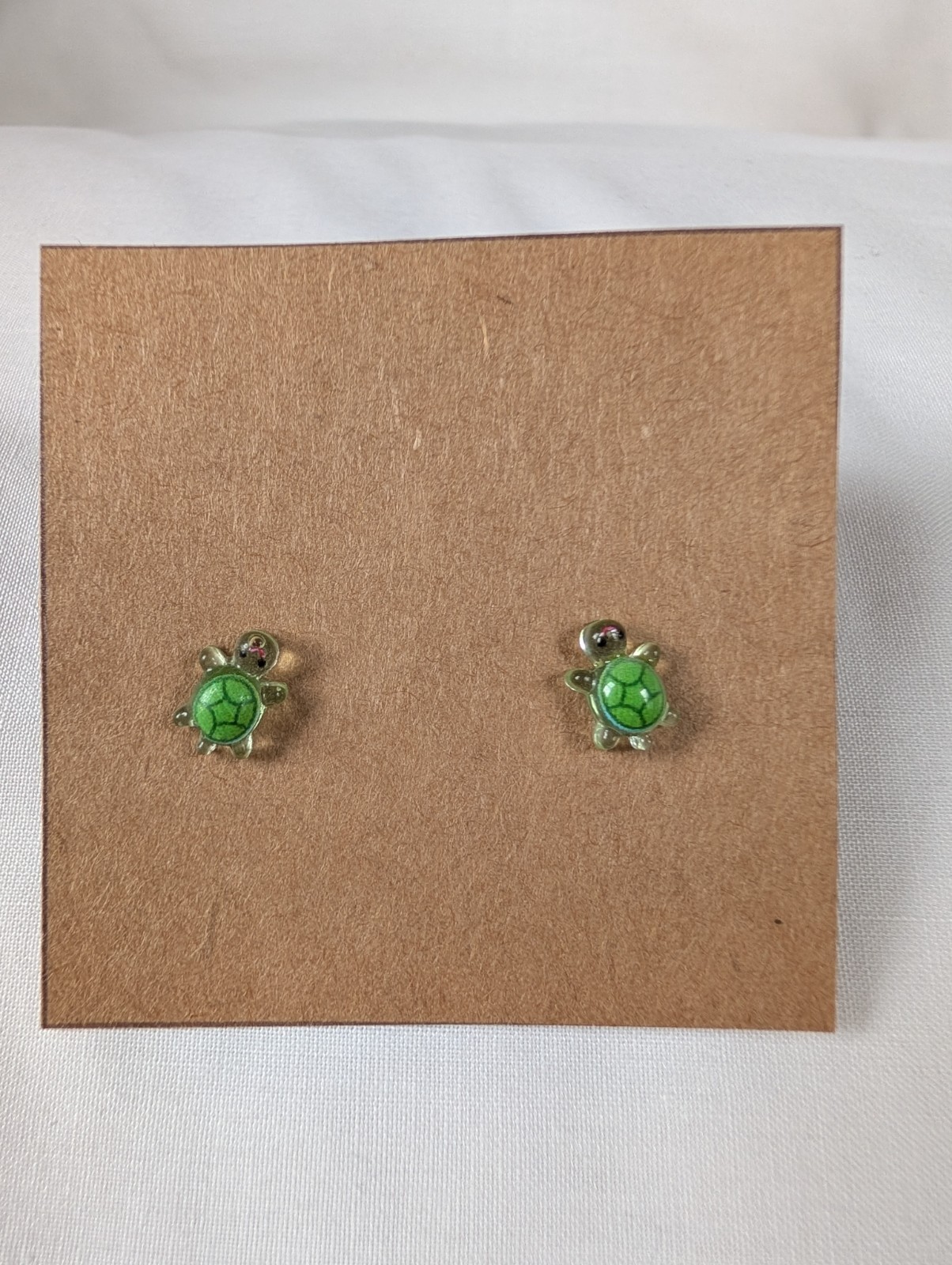 Handmade Turtle Stud Post Earrings Green Color