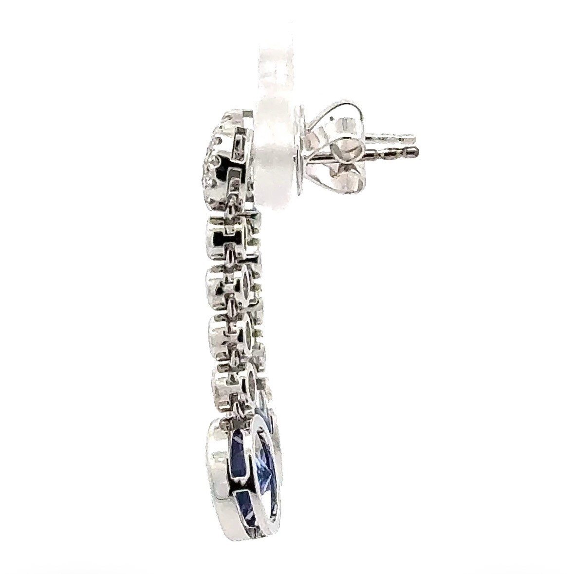 Elegant 14K White Gold Tanzanite & Diamond Drop Earrings
