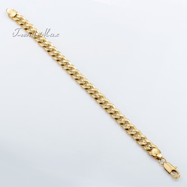 9MM Wide HAMMERED CURB Cuban Bracelet 18K Gold Filled MENS BOYS Chain 7/8/9 inch