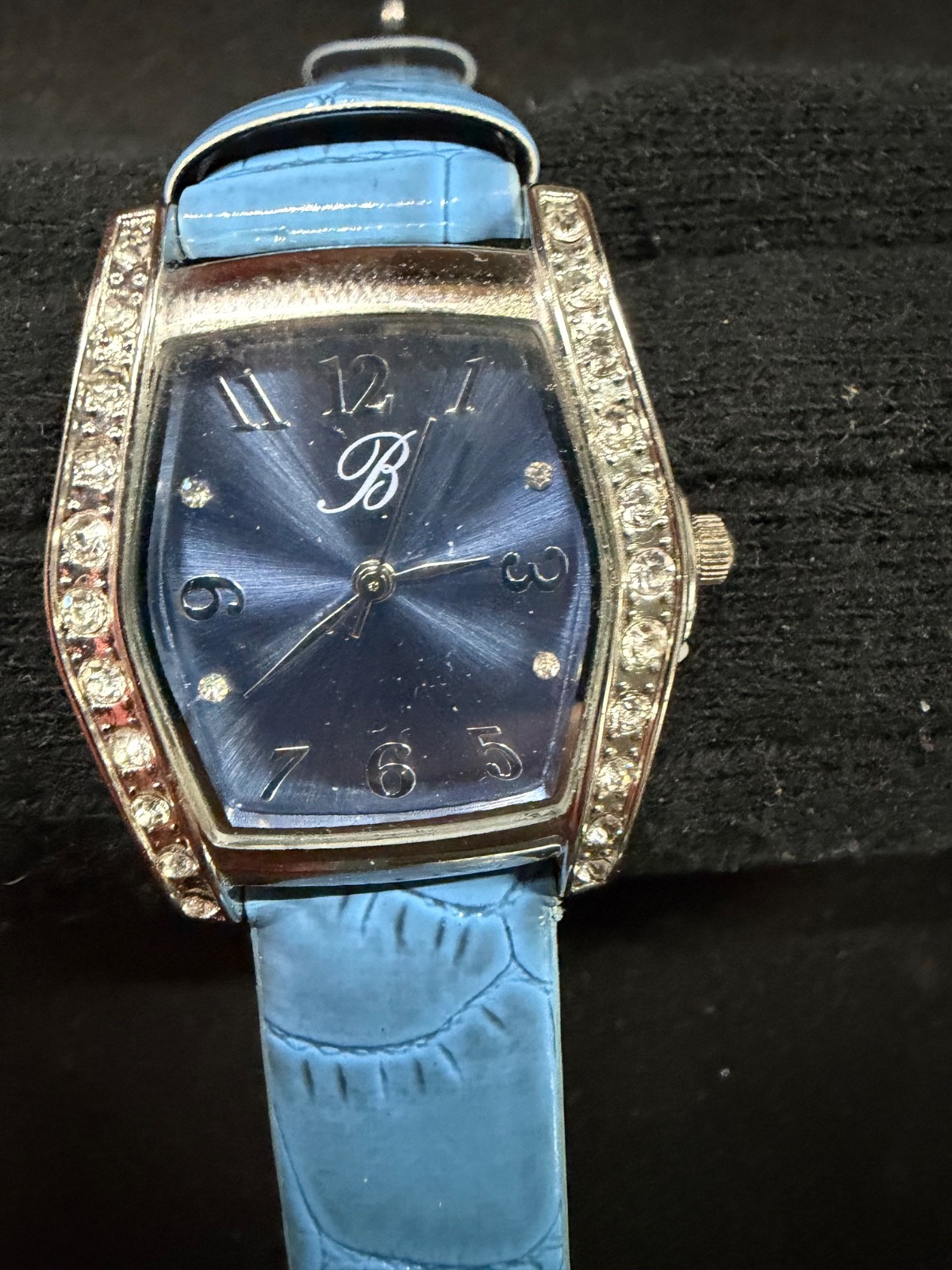 Blue Band Burgi Womans Quartz Watch with Swarovski Crystals