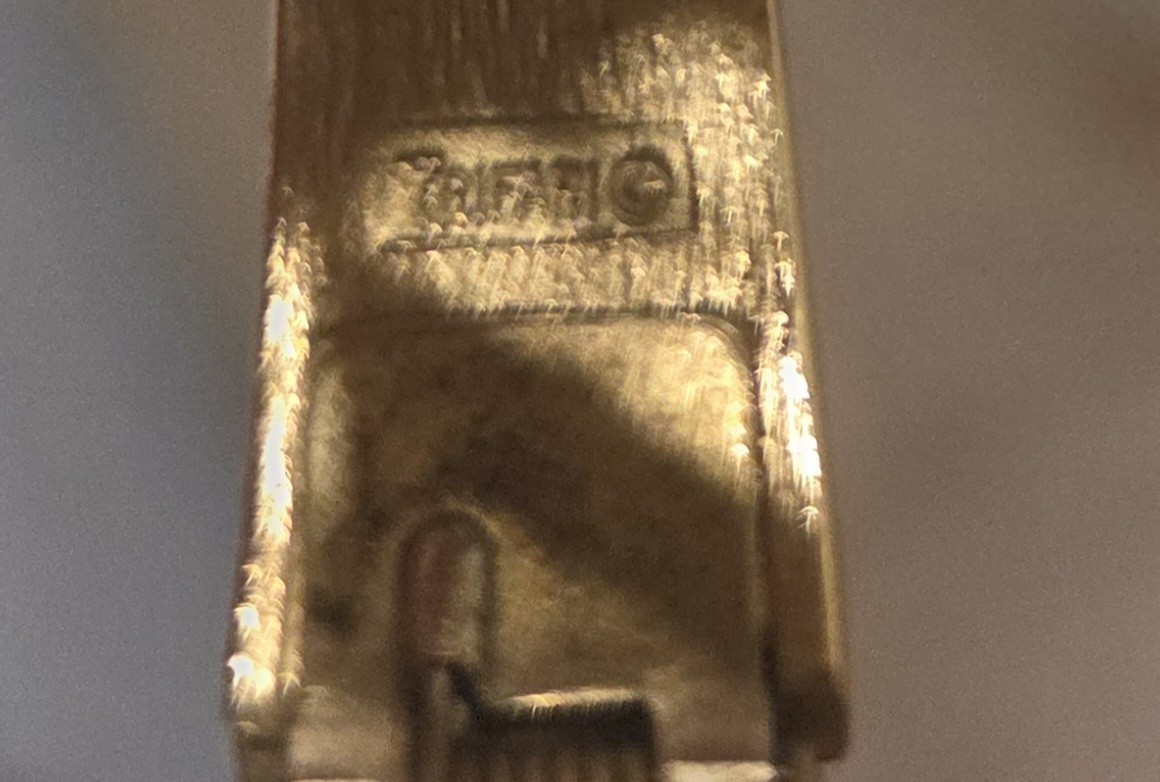 Vintage Trifari Gold Tone & White Enamel Hinged Bangle Bracelet Signed