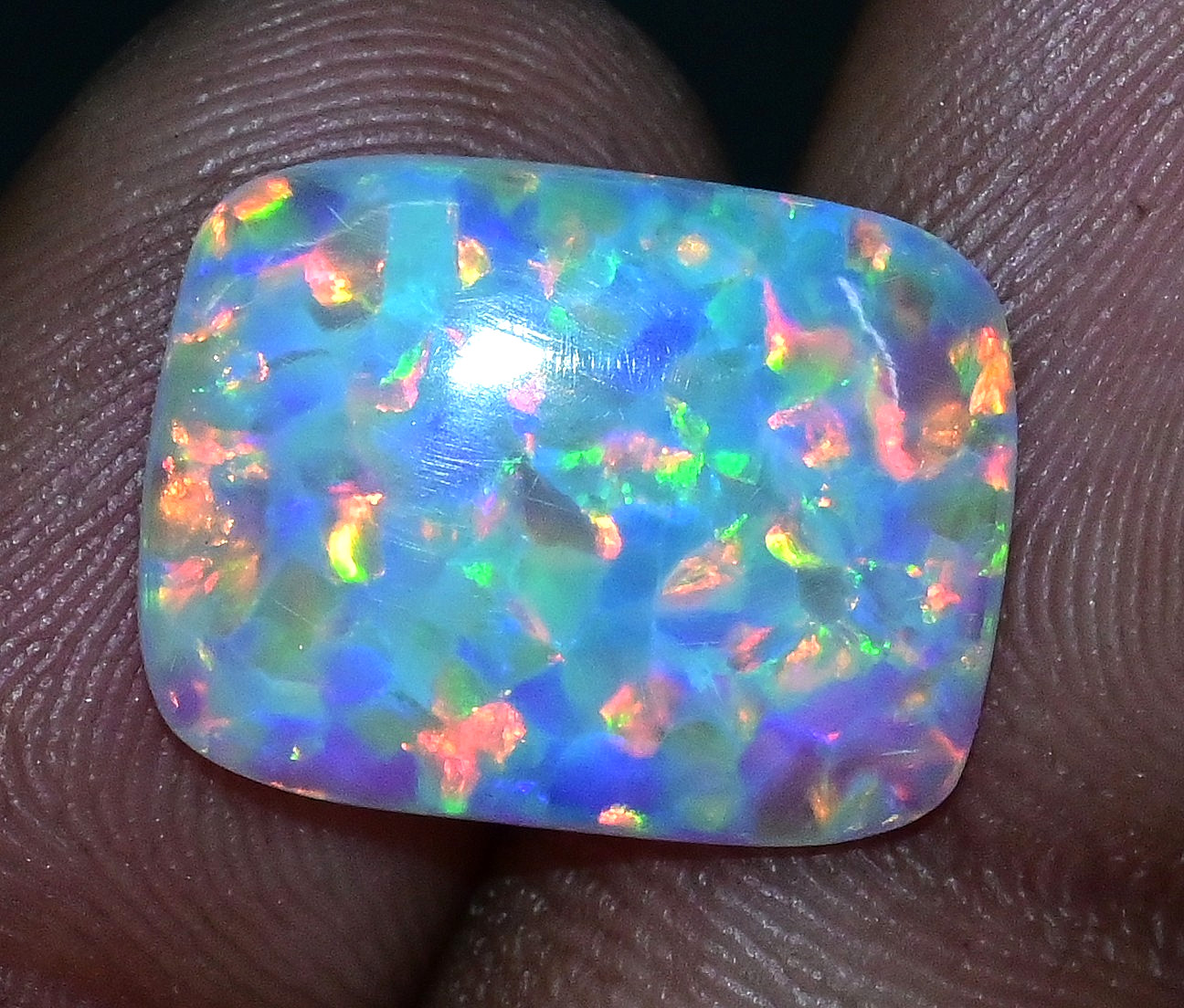 6.65 Ct Natural Play of Color Ethiopian Fire Opal Cabochon Certified Gemstone