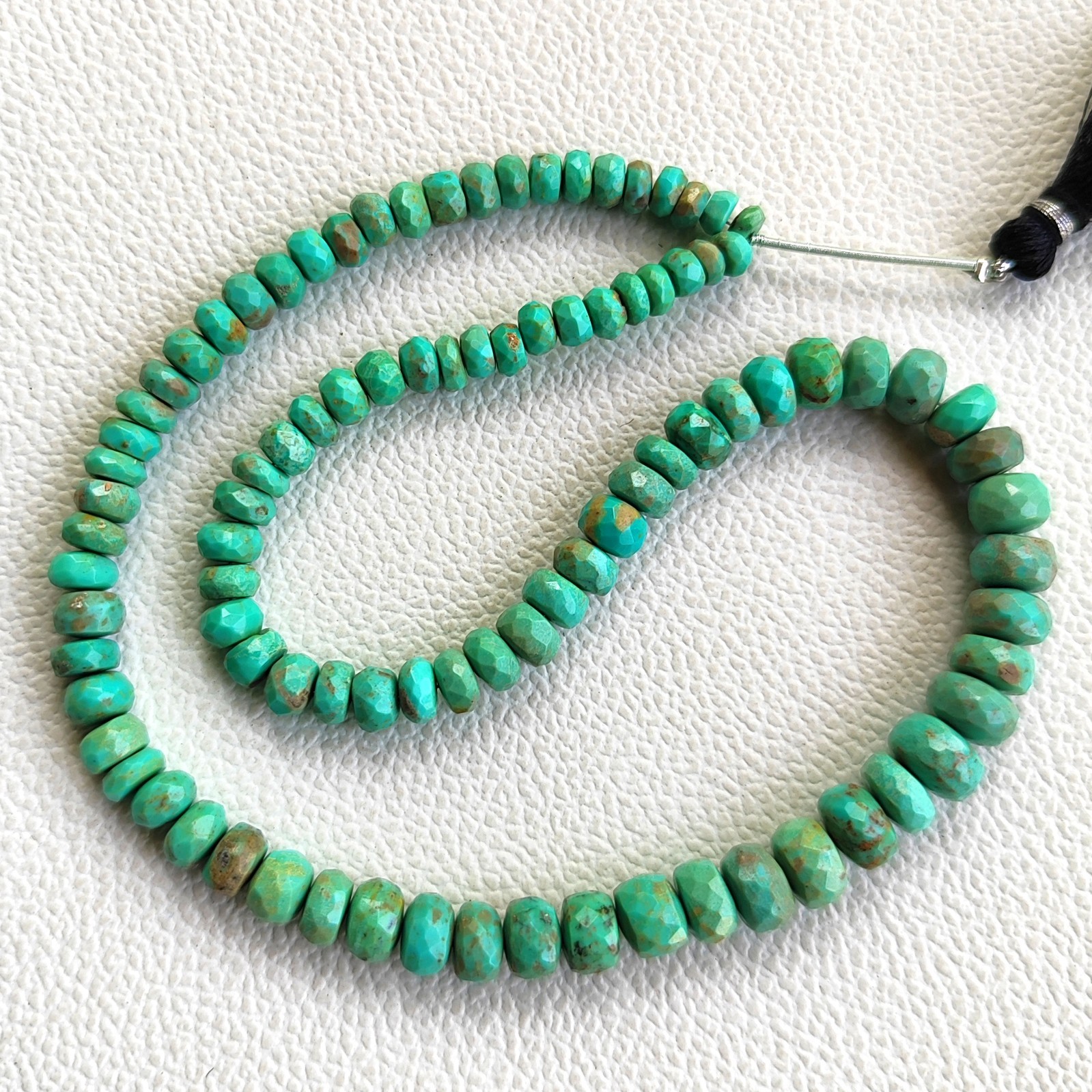 Arizona Turquoise Faceted Rondelle Shape Beads 5-8mm 14″ Strand Natural Gems