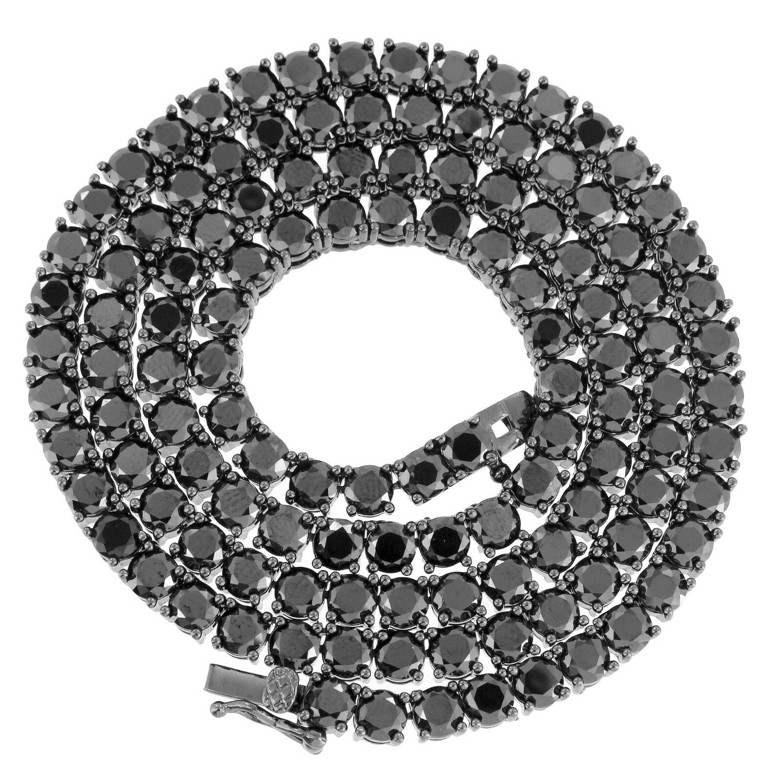 Solitaire 5MM Tennis Bracelet Necklace Black Finish Cubic Zirconia All Sizes