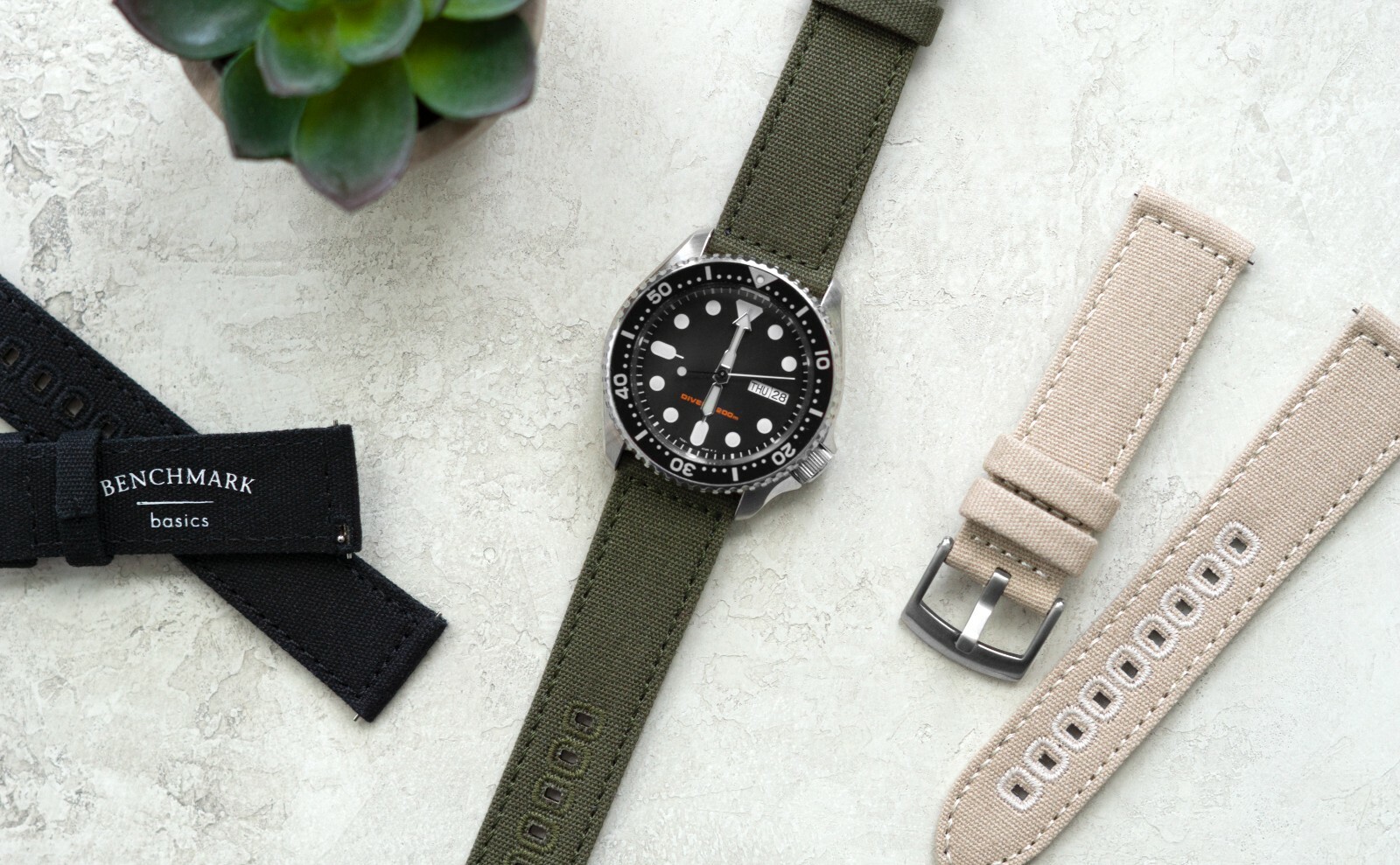 Benchmark Black Canvas Quick Release Watch Band – 20mm or 22mm