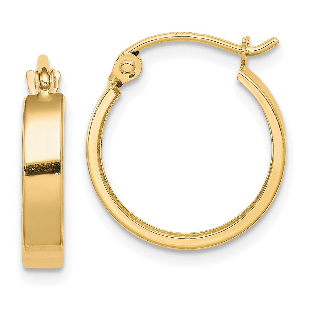 10k Yellow Gold Square Tube Hoop Earrings for Women 0.84g L-15mm, W-15mm