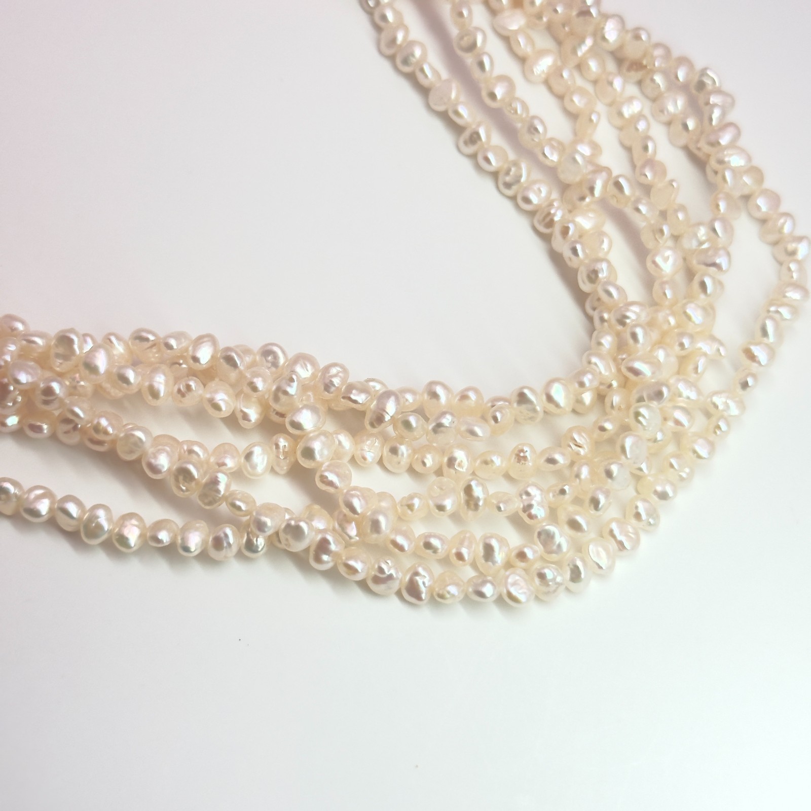 TASAKI Authentic Baroque Pearl 3-Strand Necklace Silver SV 80cm 31.5″ No Box JP