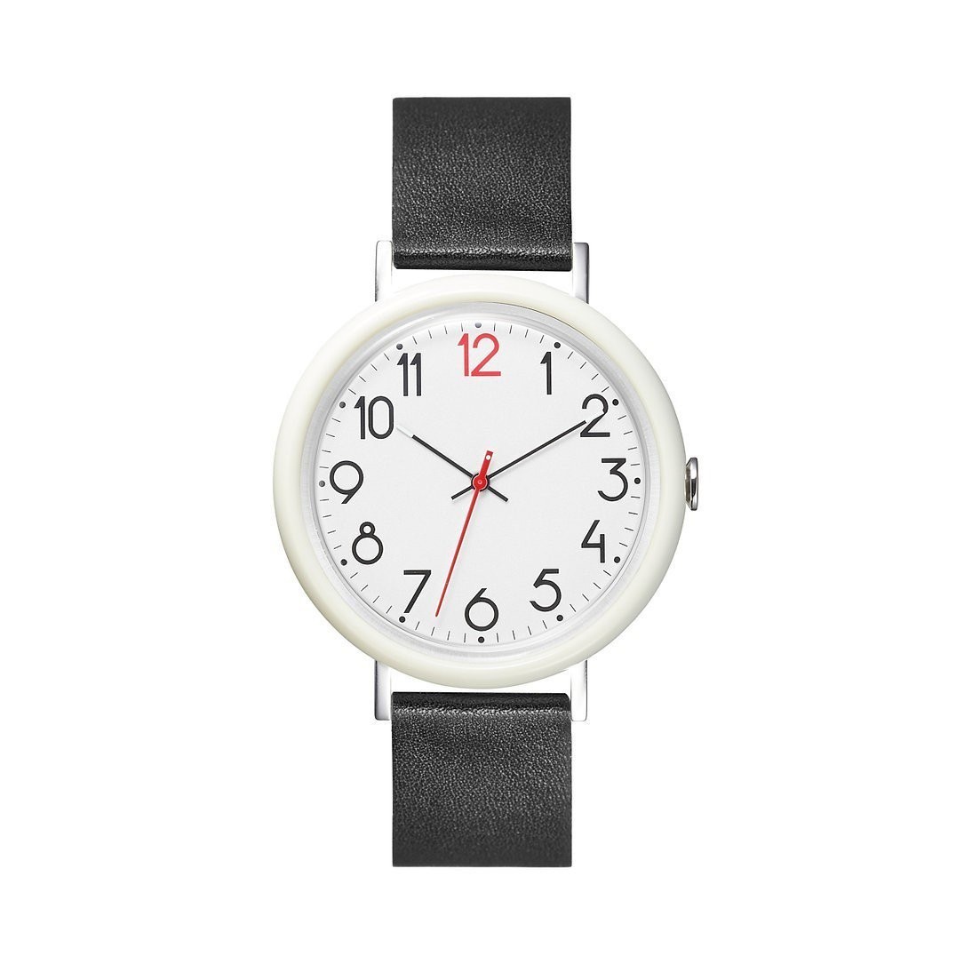 Tacs White Dial Black Leather Band 41.5mm Quartz Watch TS2001B