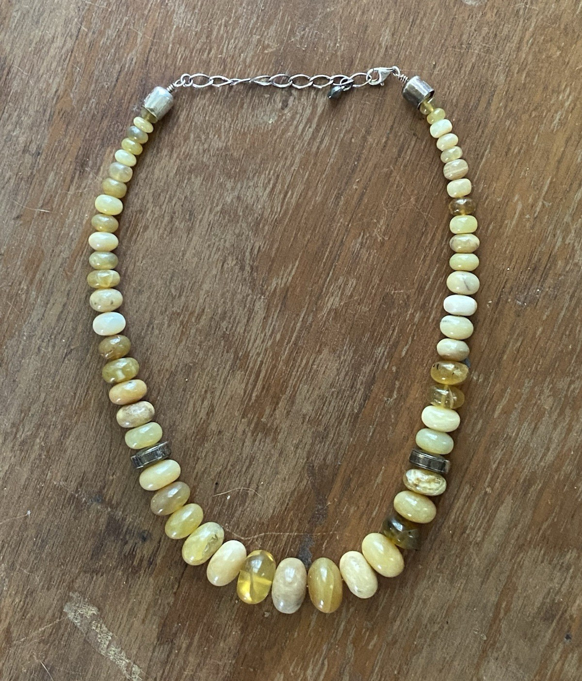 Vintage Desert Rose Trading Yellow Opal & Sterling Silver Necklace