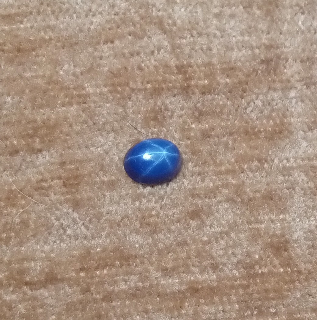 1.35ct Blue Star Sapphire 6 Rays GGIJ Certificate Oval Cabachon Diffused