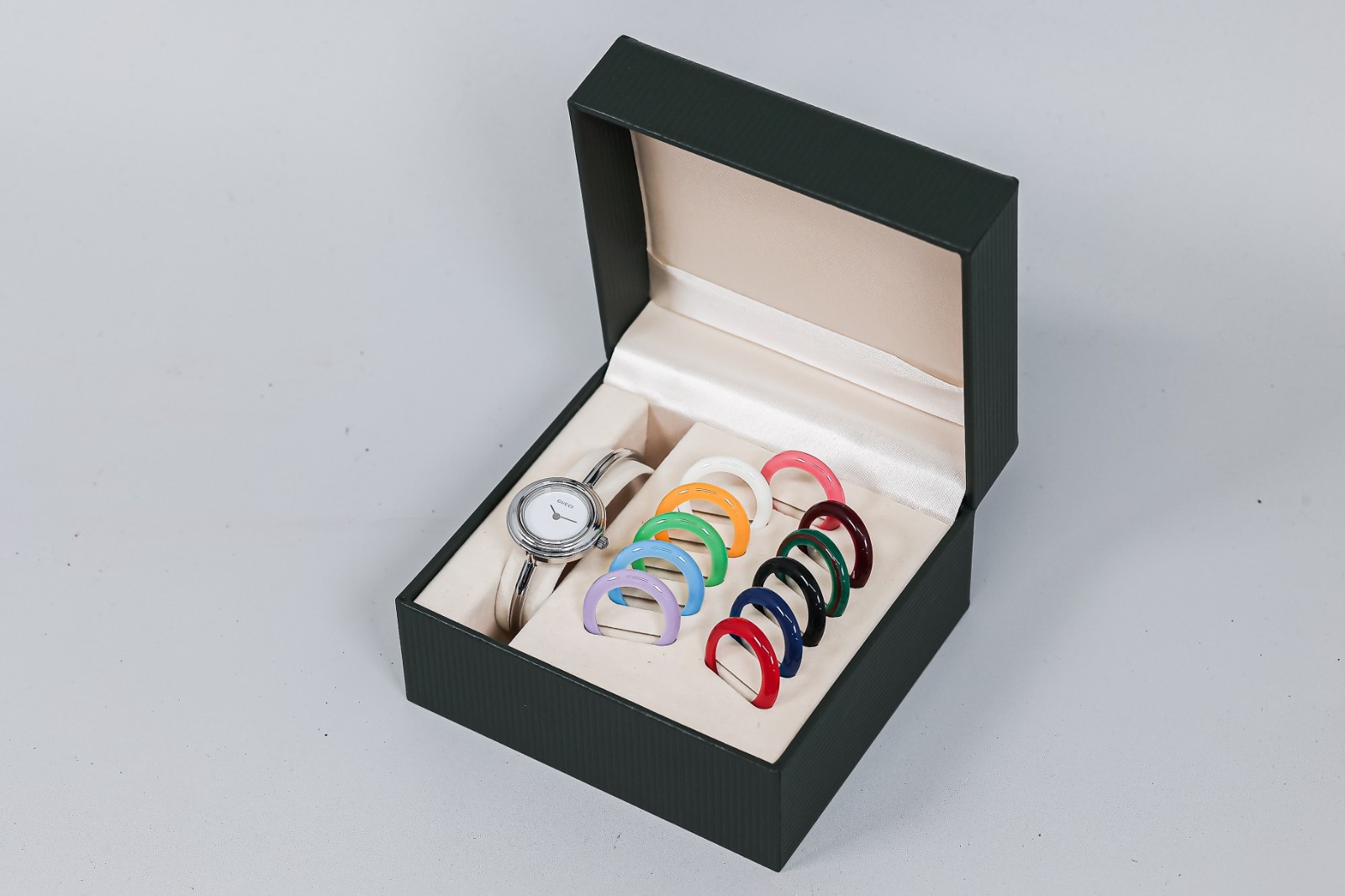 *Full Set ! Silver* Vintage GUCCI Change Bezel 12 Colors 11/12.2L Quartz Women’s