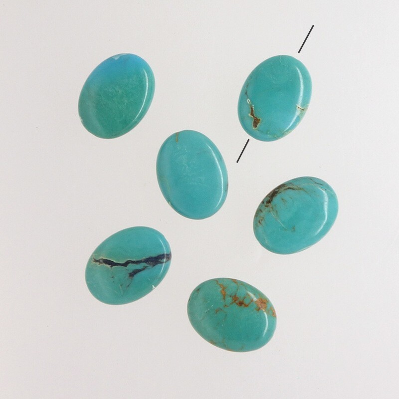 6 Genuine Chinese Turquoise Flat Oval Beads ap. 12mm x 16mm Blue/Green #25147