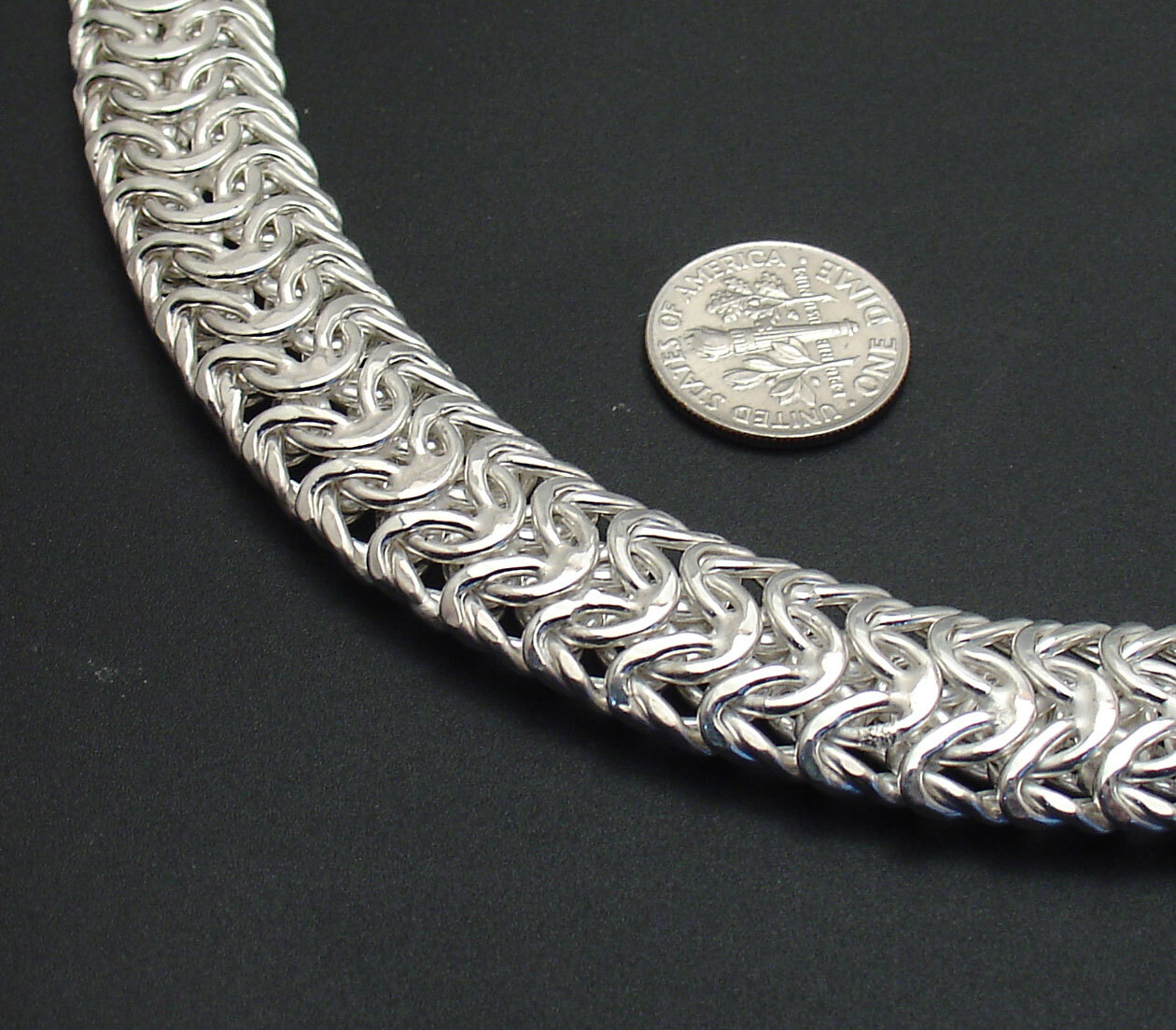 Bold Mirror Domed Byzantine Chain Necklace Real Sterling Silver QVC 18″ 20″
