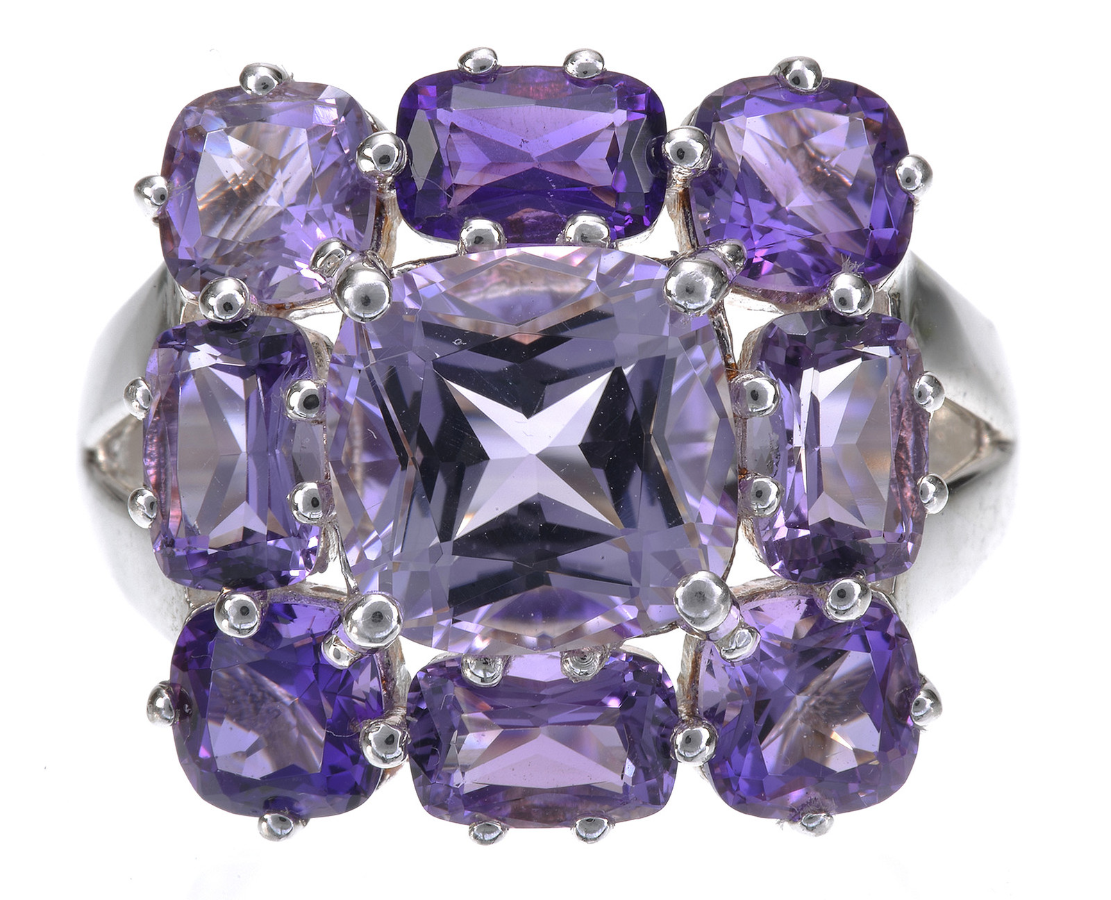 6.00 Ct tw Brazilian Shades of Amethyst Sterling Silver Ring Size 6