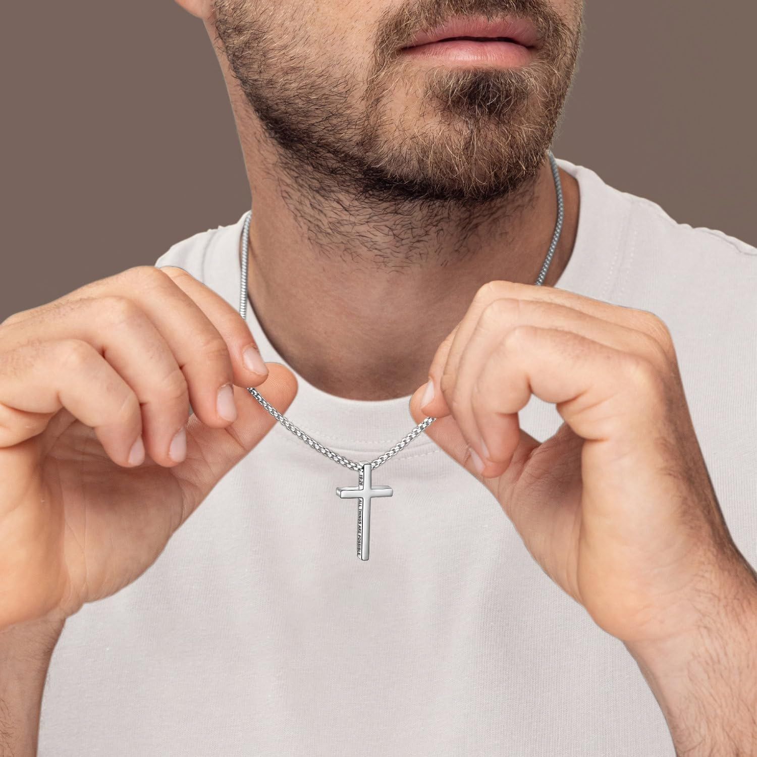 316L Stainless Steel Bible Verse Cross Necklace Religious Jewelry Gifts for Men