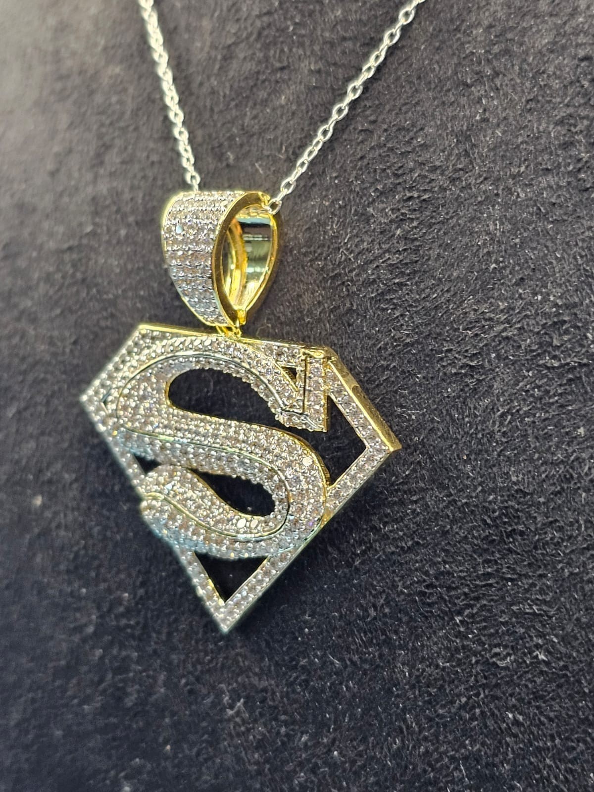 3Ct Round Cut Moissanite Customize Superman Only Pendant 14K Yellow Gold Plated