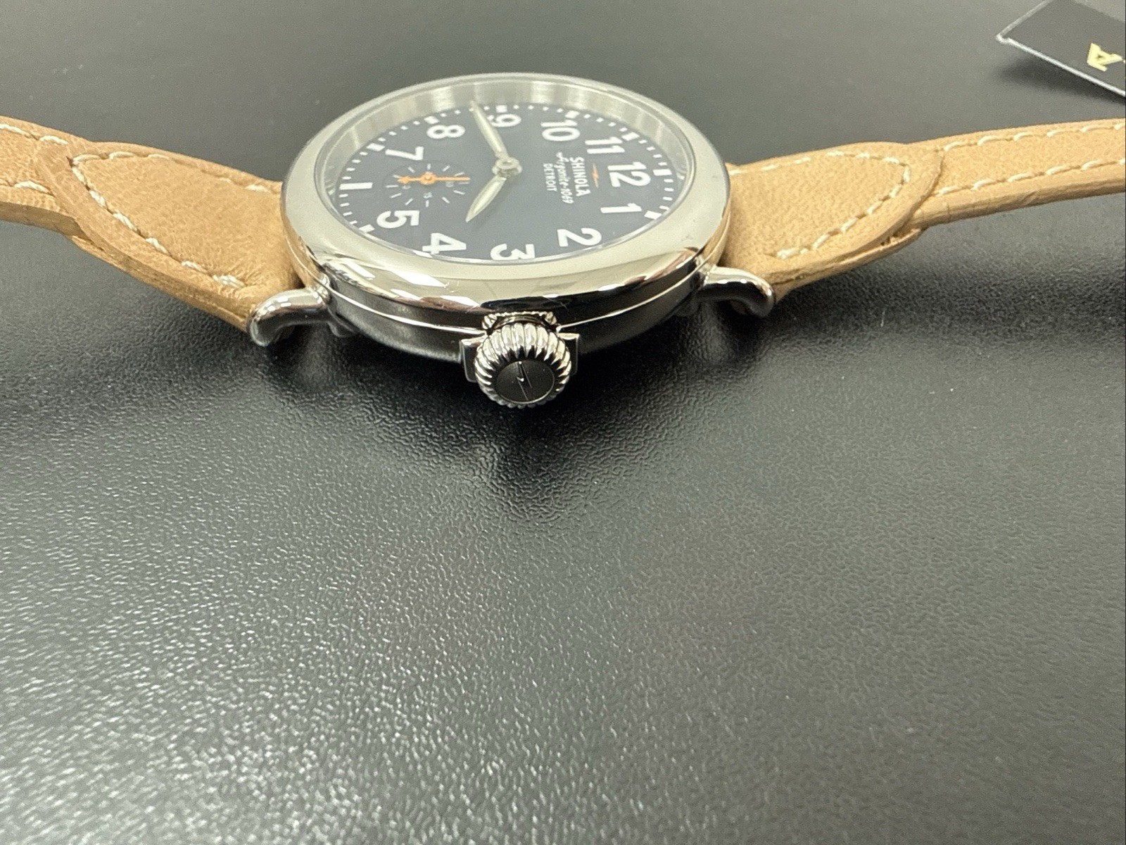 Shinola Argonite 1069 Detroit Quartz Black Dial Beige Canvas Strap NEEDS BATTERY