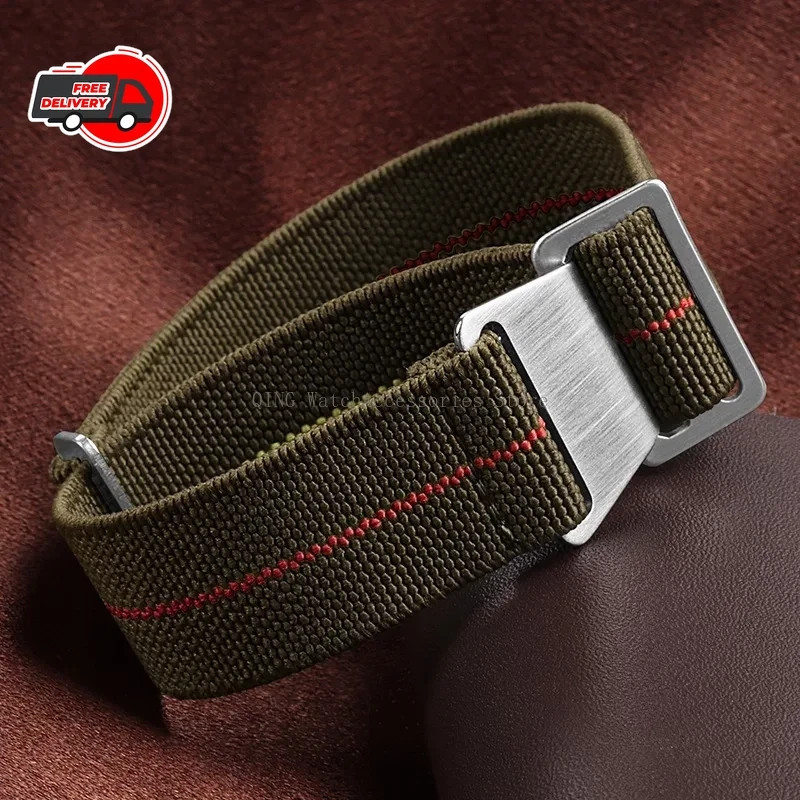 18/20/22mm Elastic Nylon Watch Band French Military Style Sport Strap Men Women
