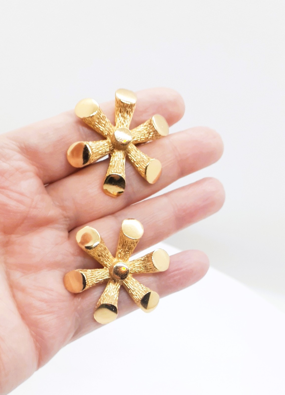 Vintage Napier 1973 “Pipes of Pan” Gold Tone Book Piece Earrings