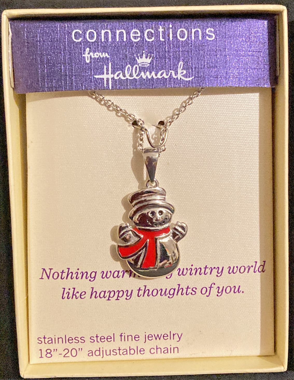 Connections from Hallmark Stainless Steel Enamel Snowman Pendant