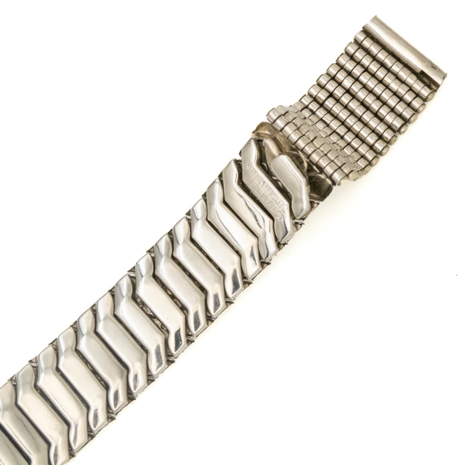 Vintage 15.4 mm stainless steel wristwatch bracelet with center expansion
