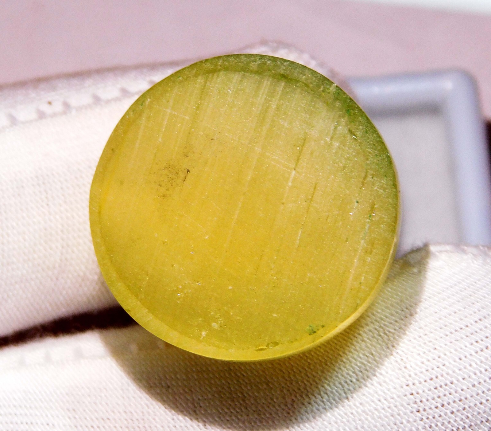 57.20 Ct Natural Chrysoberyl Yellow Honey Cats Eye Cabochon Loose Gemstone