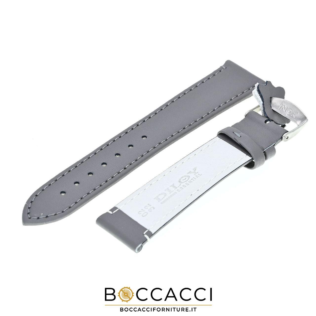 DILOY 14mm Light Grey Smooth Unpadded Leather Strap (NEW)