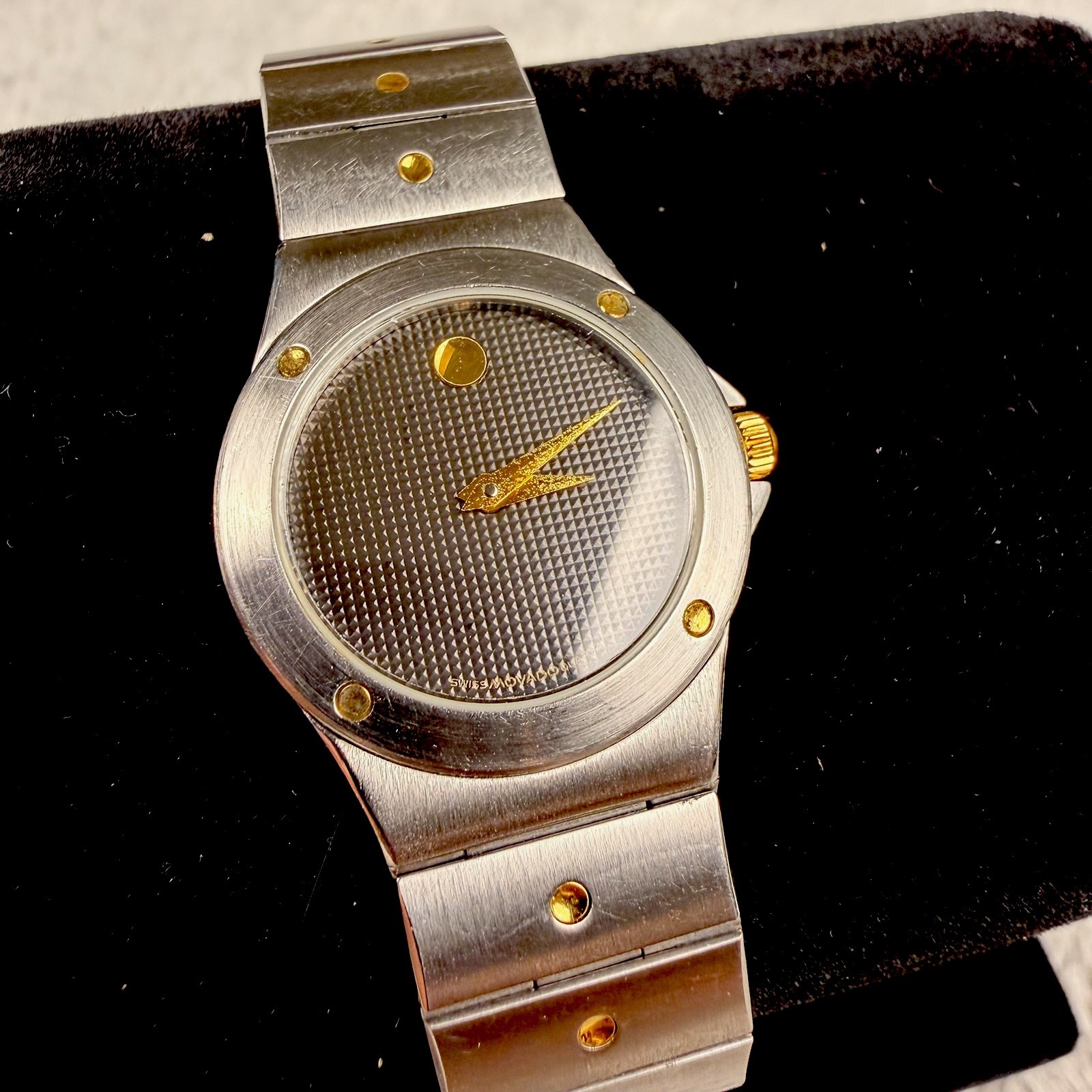 Neo Vintage Movado Museum Swiss Quartz 25mm Two-Tone Textured Dial Women’s Watch