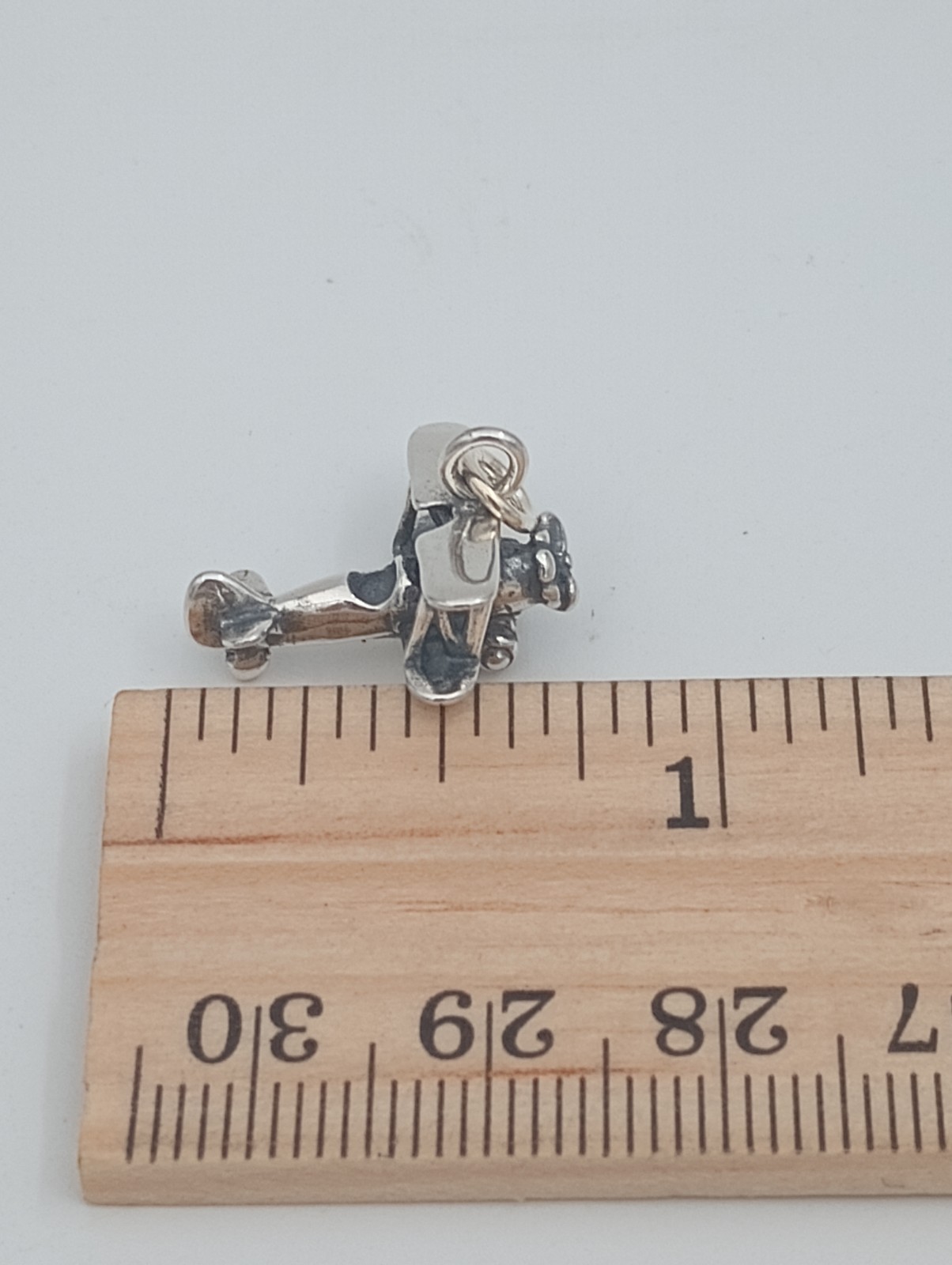 biplane charm sterling silver 3d aircraft 925 pendant charm 24″ chain plane