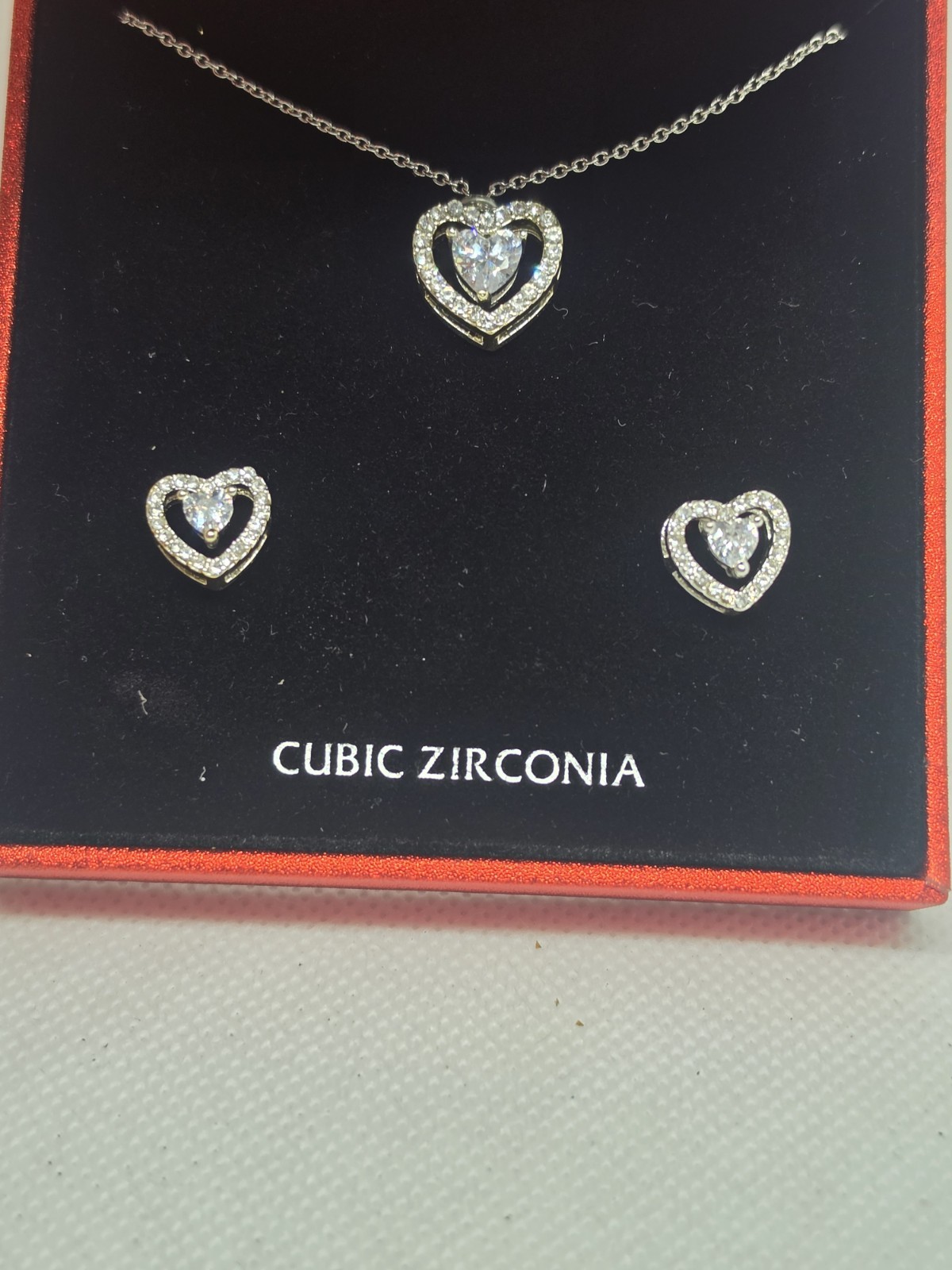 Sparkle Allure Fine Silver Plate Cubic Zirconia Set Heart Shaped