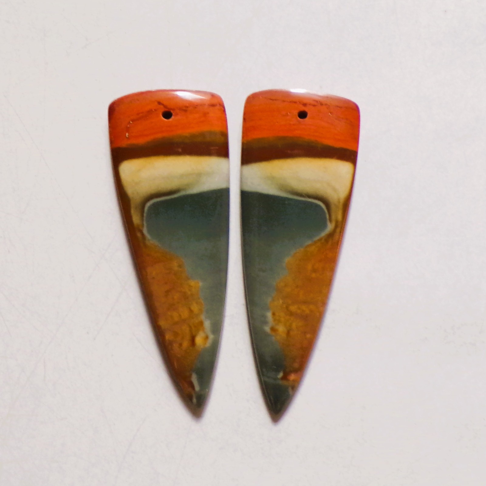 41.65 Cts Natural Polychrome Jasper Drilled Cabochon Pair Gemstone 45X16.4MM 79