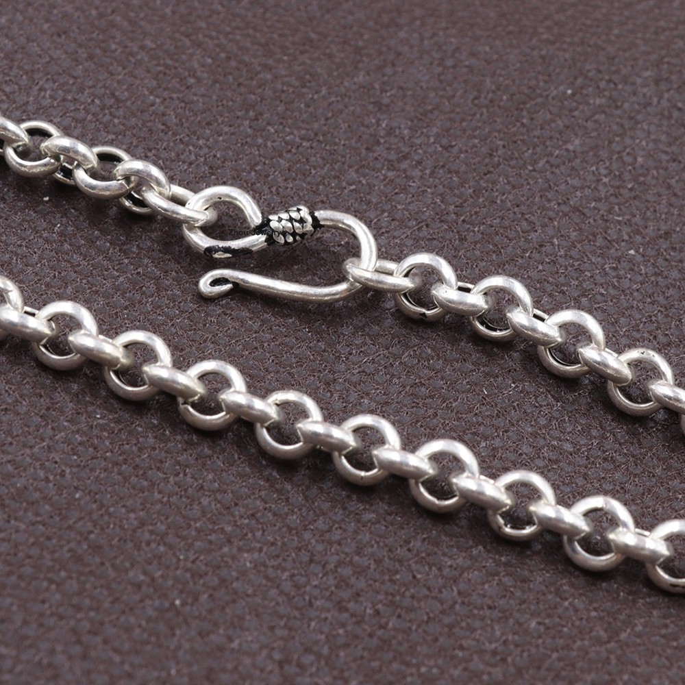 Real 925 Sterling Silver 5.5mm Rolo Link Chain Necklace 23.6inch Sturdy Chain