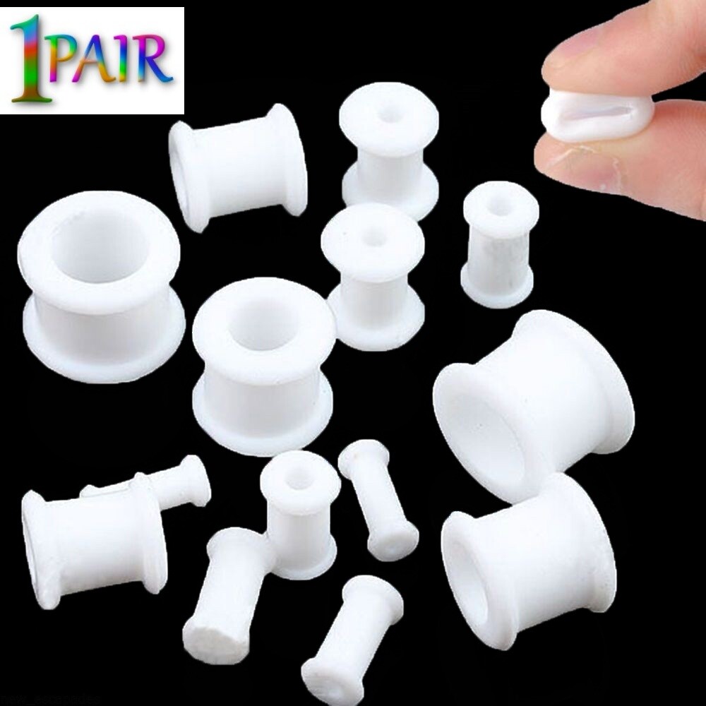 Pair 12g-50mm RED SILICONE FLAT FLARE TUNNELS Double Gauges Thin Flesh Ear 1209
