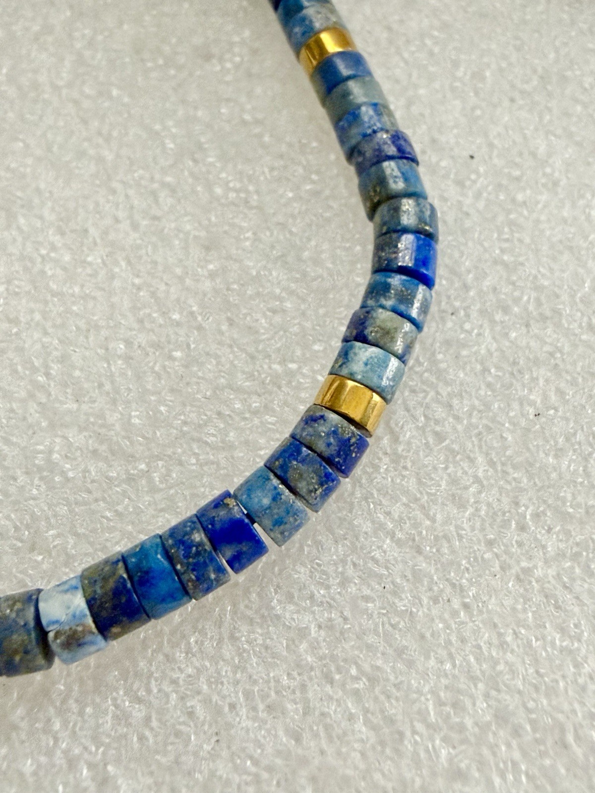 Lapis Lazuli & Brass HEISHI Bead Drawstring Adjustable Bracelet