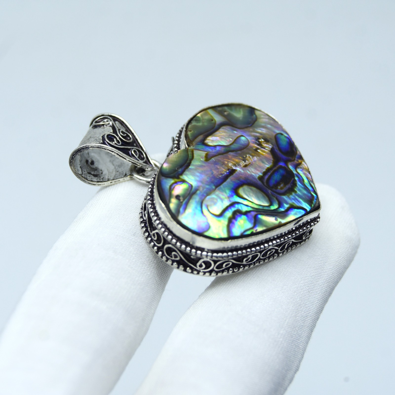 Heart Pendant Abalon Shell Pendant Handmade 925 Sterling Silver Jewelry Gift