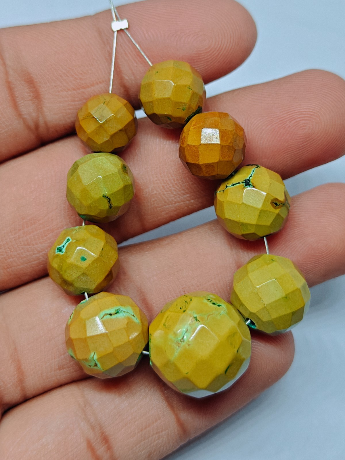 Natural Turquoise Faceted Round Ball Beads, Loose Gemstone For Jewelry Supplies