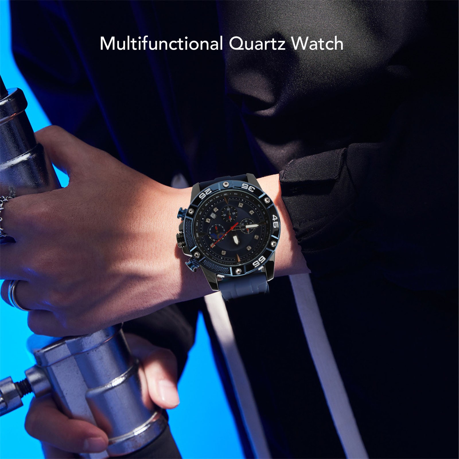 Casual Men Wristwatch Date Multifunctional Quartz Watch For Casual