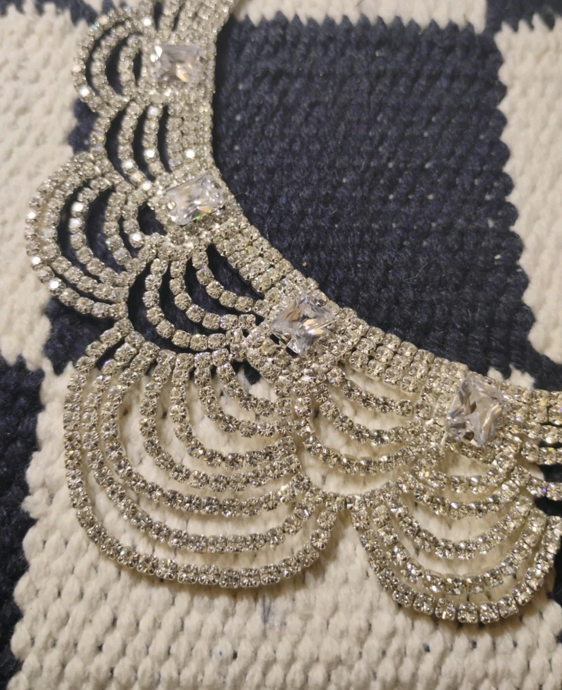 Fancy PREMIER DESIGNS Scallop Drape Rhinestone 14″+ Formalwear, Prom Necklace!