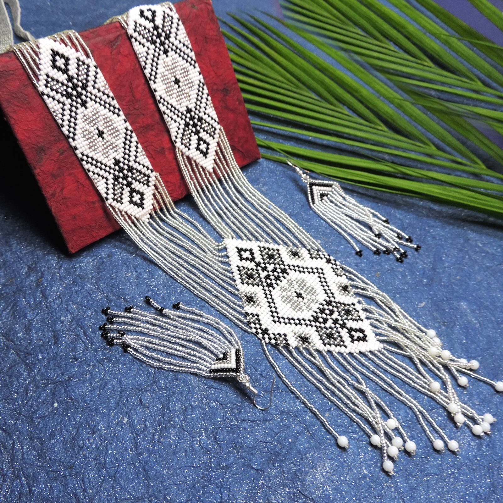Handmade Necklace Seed Bead Boho American Style Nativ Beaded Multi Strand
