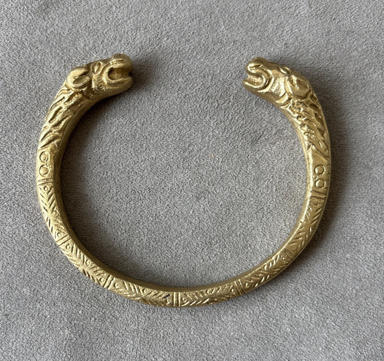 Real Seed Golden Heavy Brass Lion Face Bangle Cuff Kada for Men and women