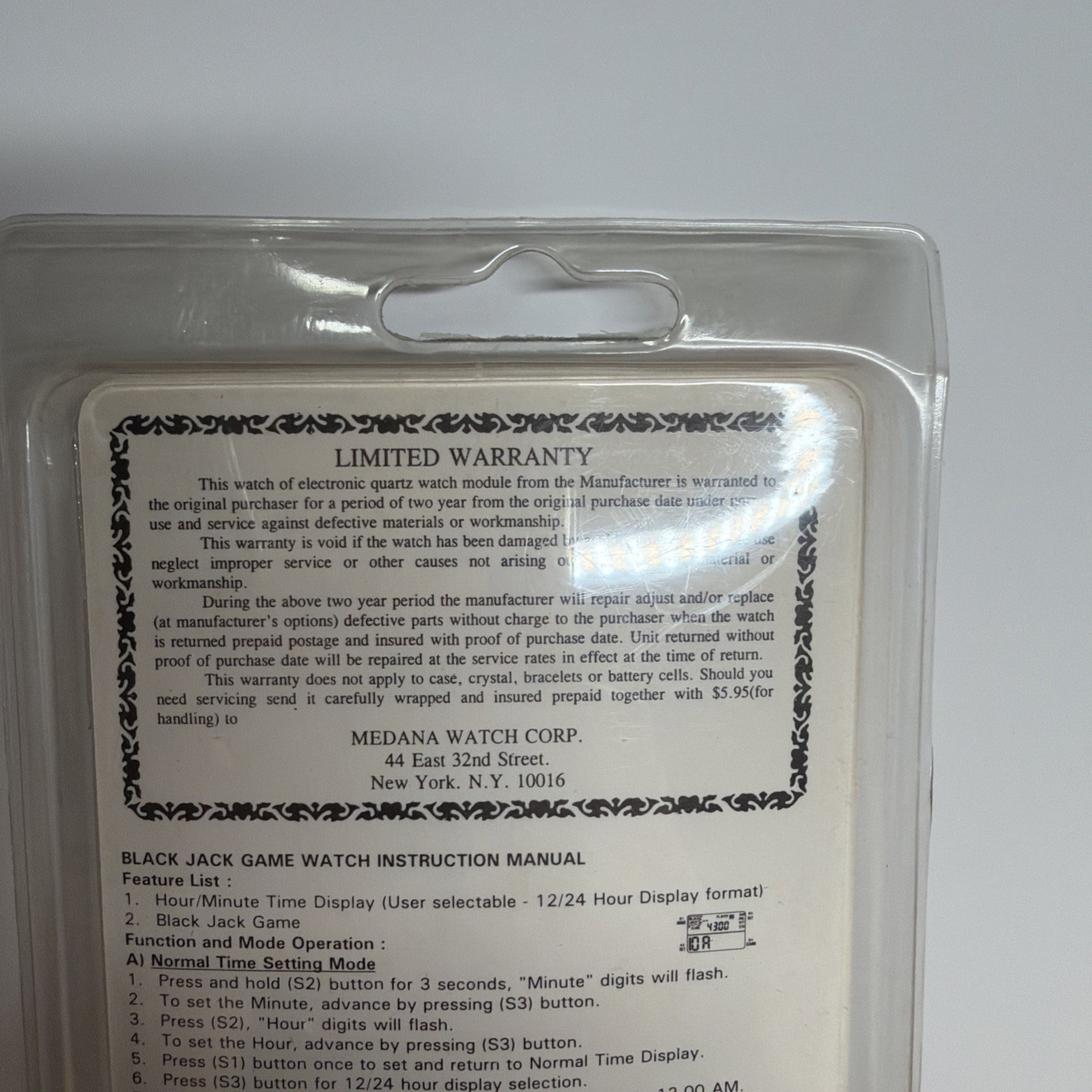 New Sealed Blackjack Video Game Watch By Medana. Play Blackjack On Your Wrist! F
