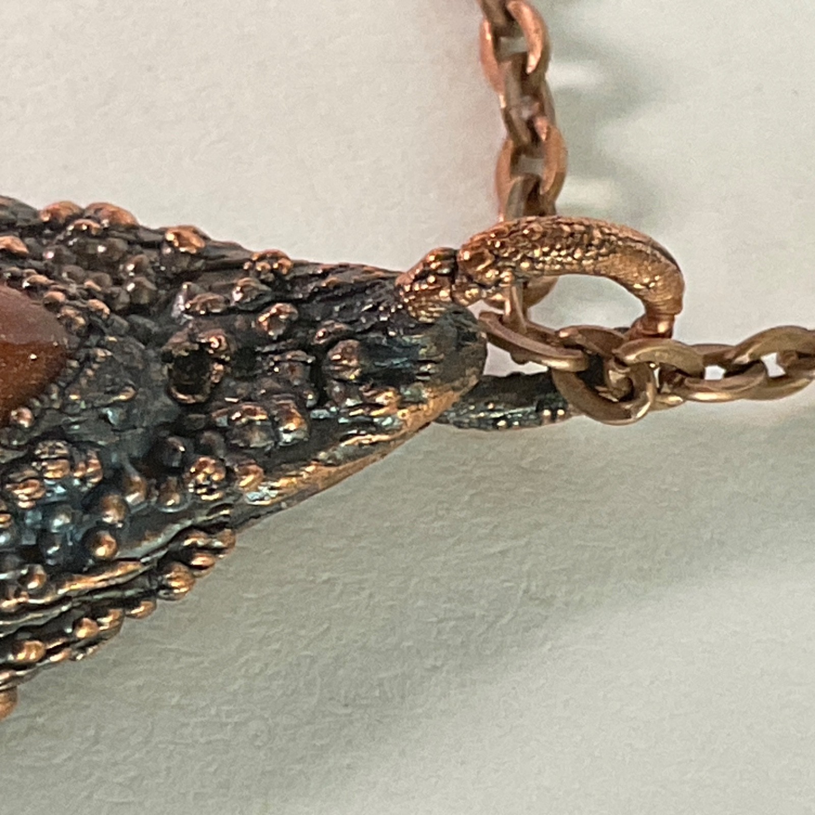 Necklace Copper Pendant Gold Sandstone Gem Stone Handmade Jewelry Chain Metal