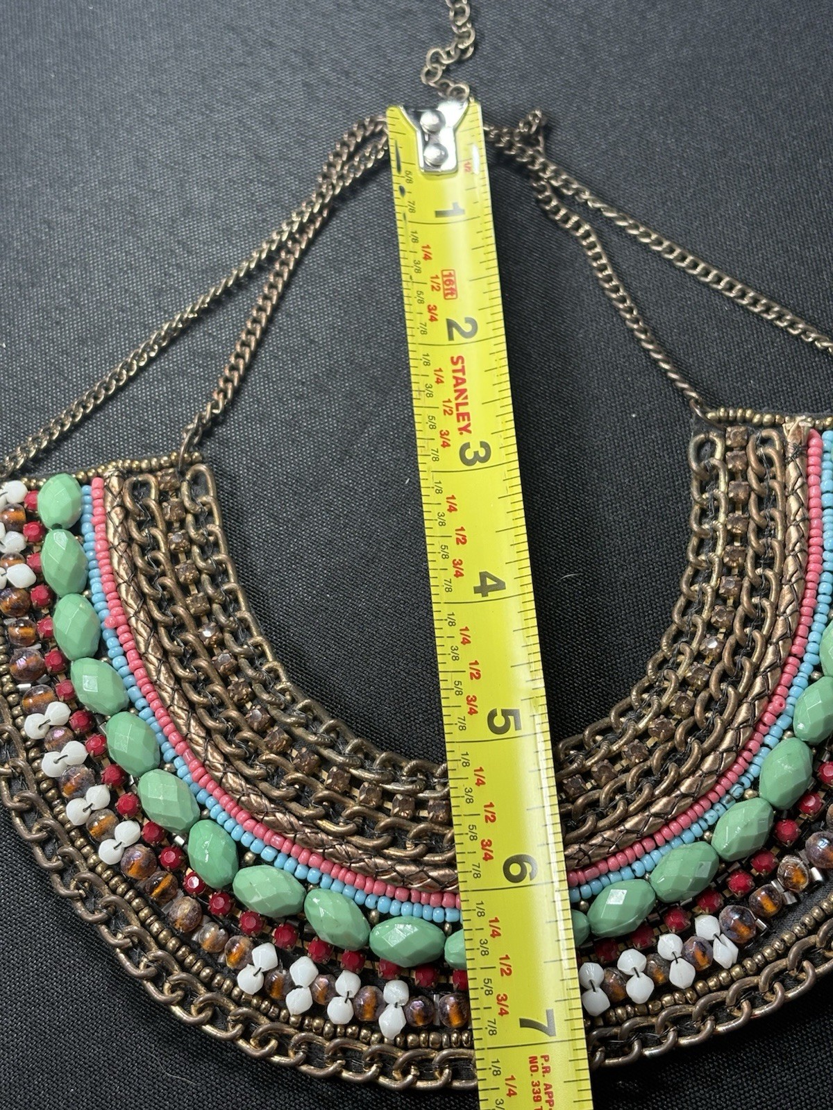 Wonderful Egyptian Cleopatra Collar Necklace Multicolor Beaded Variable Length